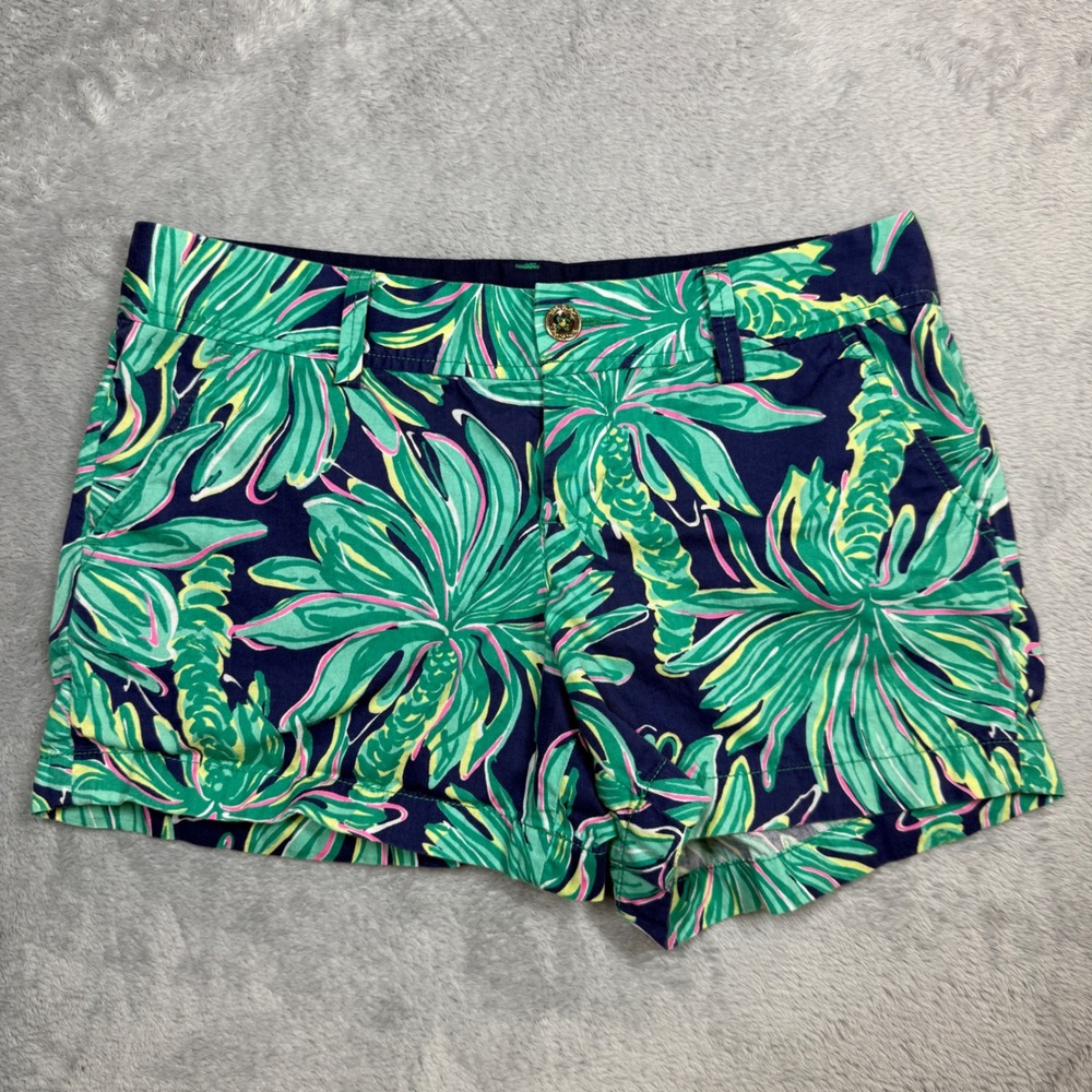 Lilly Pulitzer The Callahan Short Womens 8 Navy Palm Tree Tropical Preppy Y2K